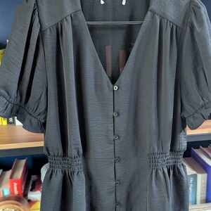 Everleigh Black Button-Down Blouse